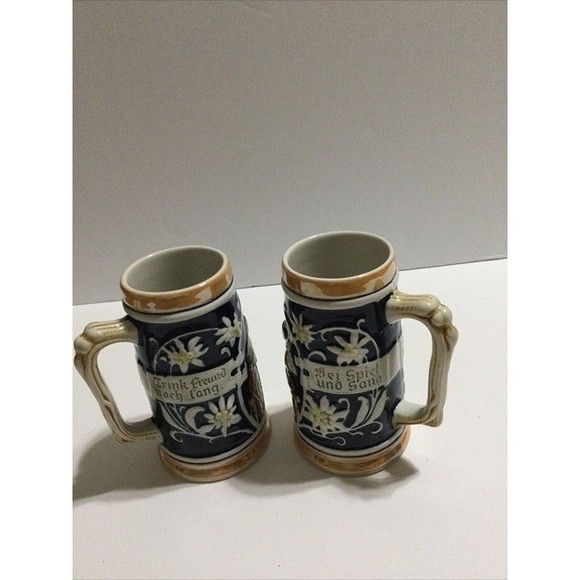 Set Of Vintage German Beer Steins "Drink Freund Nach Lang" Germany - Picture 1 of 5